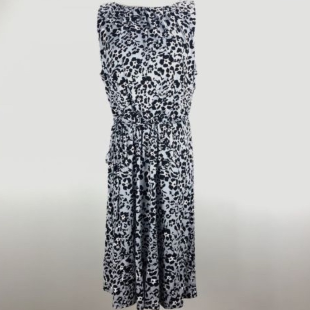 Ann Taylor LOFT Size Large Black Dress Gray Floral